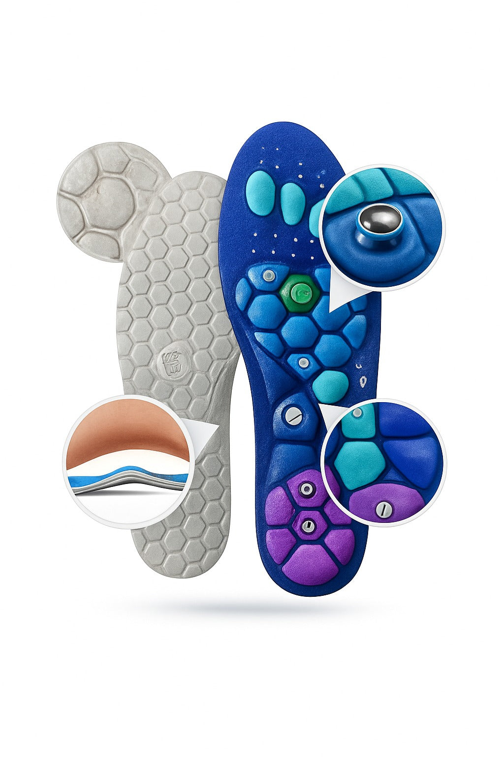 Magnetic Acupoint Massage Insoles EVA Foot Massage Sports Arch Support Insoles Comfortable for Women Men Outdoor Camping Travel